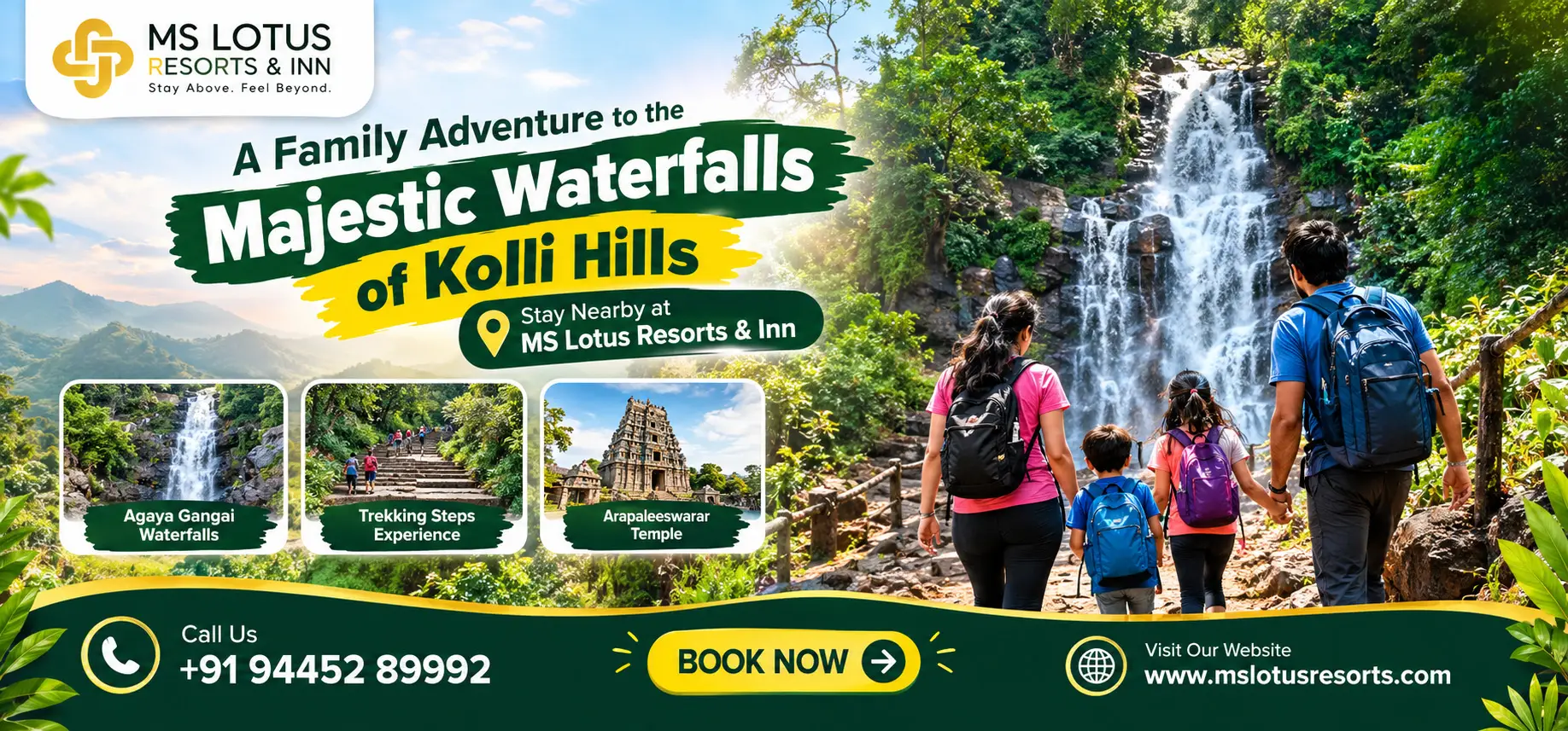 A Family Adventure to the Majestic Waterfalls of Kolli Hills – Stay Nearby at MS Lotus Resorts & Inn