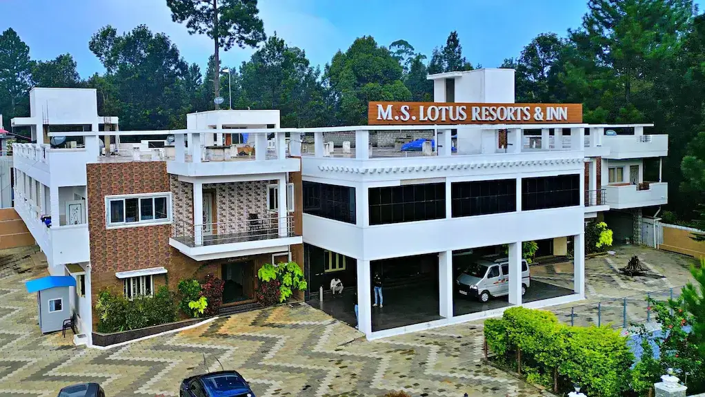 Front view of MS Lotus Resorts near Dark Sky Park, Kolli Hills